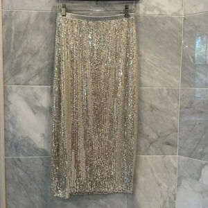 🆕NWOT Idem Ditto silver sequined midi skirt